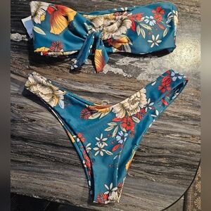 Floral Strapless Bikini Top/bottoms